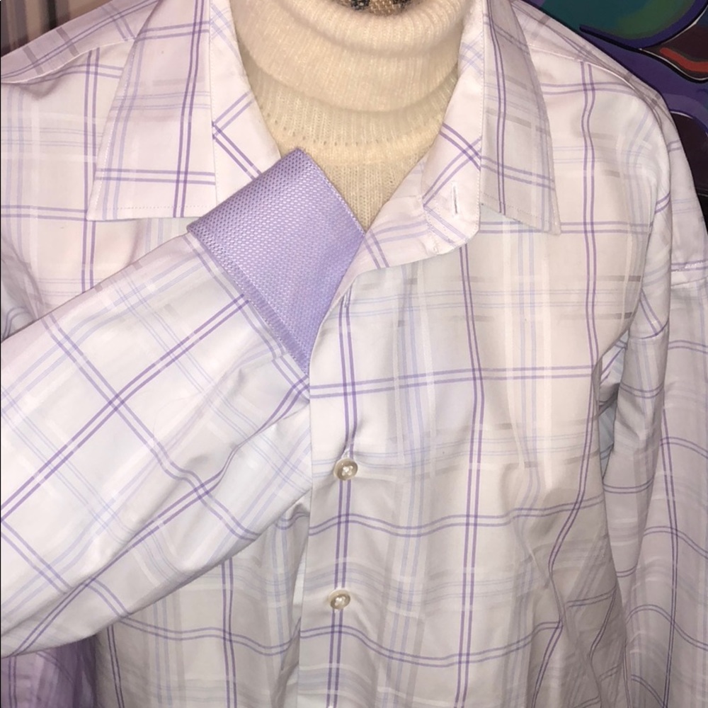 2X Egara Men’s Warehouse Purple Plaid Button Down